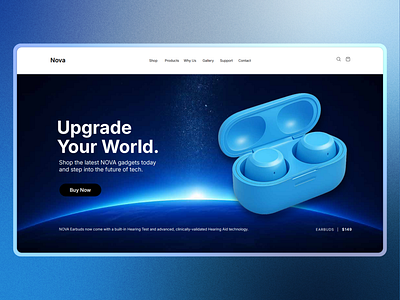 Nova – Futuristic Tech Gadgets Website Design clean design creative direction ecommerce design gadgets website design landing page modern ui product design tech brand tech website design ui ux web design website concept