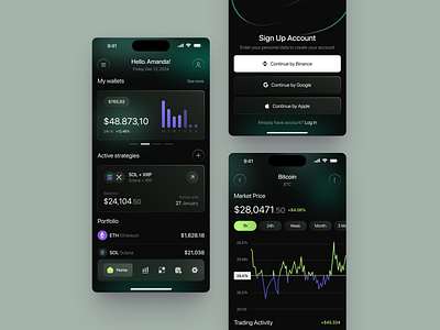 Mobile design for Crypto Trading & Portfolio Management App app design application design design interface ios app design mobile app product service startup ui ux