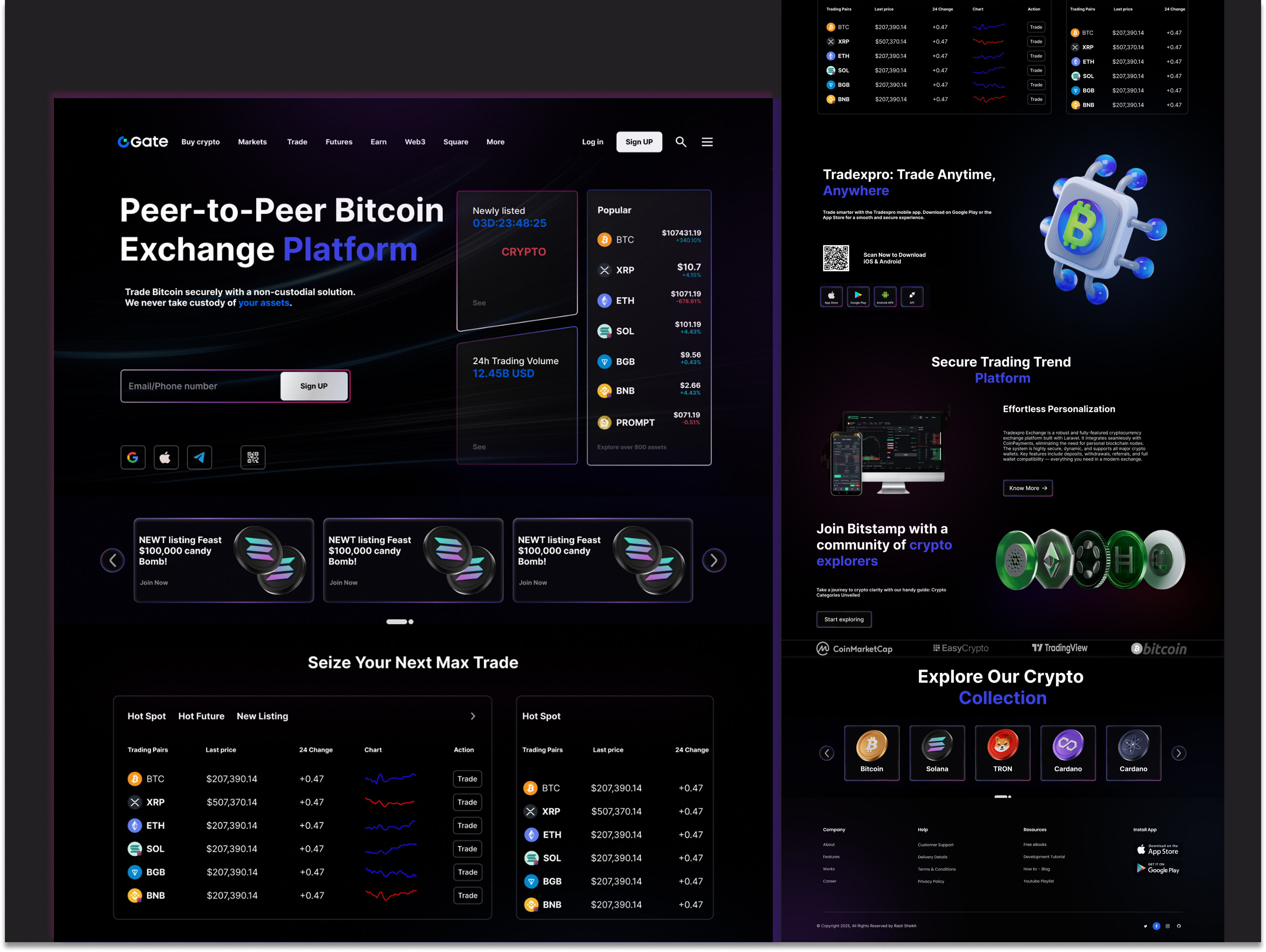 Crypto Landing Page Design bitcoin blockchain blockchain website crypto crypto exchange ui crypto landing page crypto wallet crypto wallet app cryptocurrency dark ui dashboard digital currency platform exchange fintech landing page trading ui design ux design web3 website design