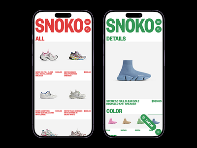 SNOKO — UI/UX Design for Fashion Niche Sneaker Store Mobile App app design app ui bold design e commerce app ecommerce ecommerce platform fashion fashion brand modern app niche brand online store product design shop sneaker sneaker shop sneakers store ui design uiux design waxyweb