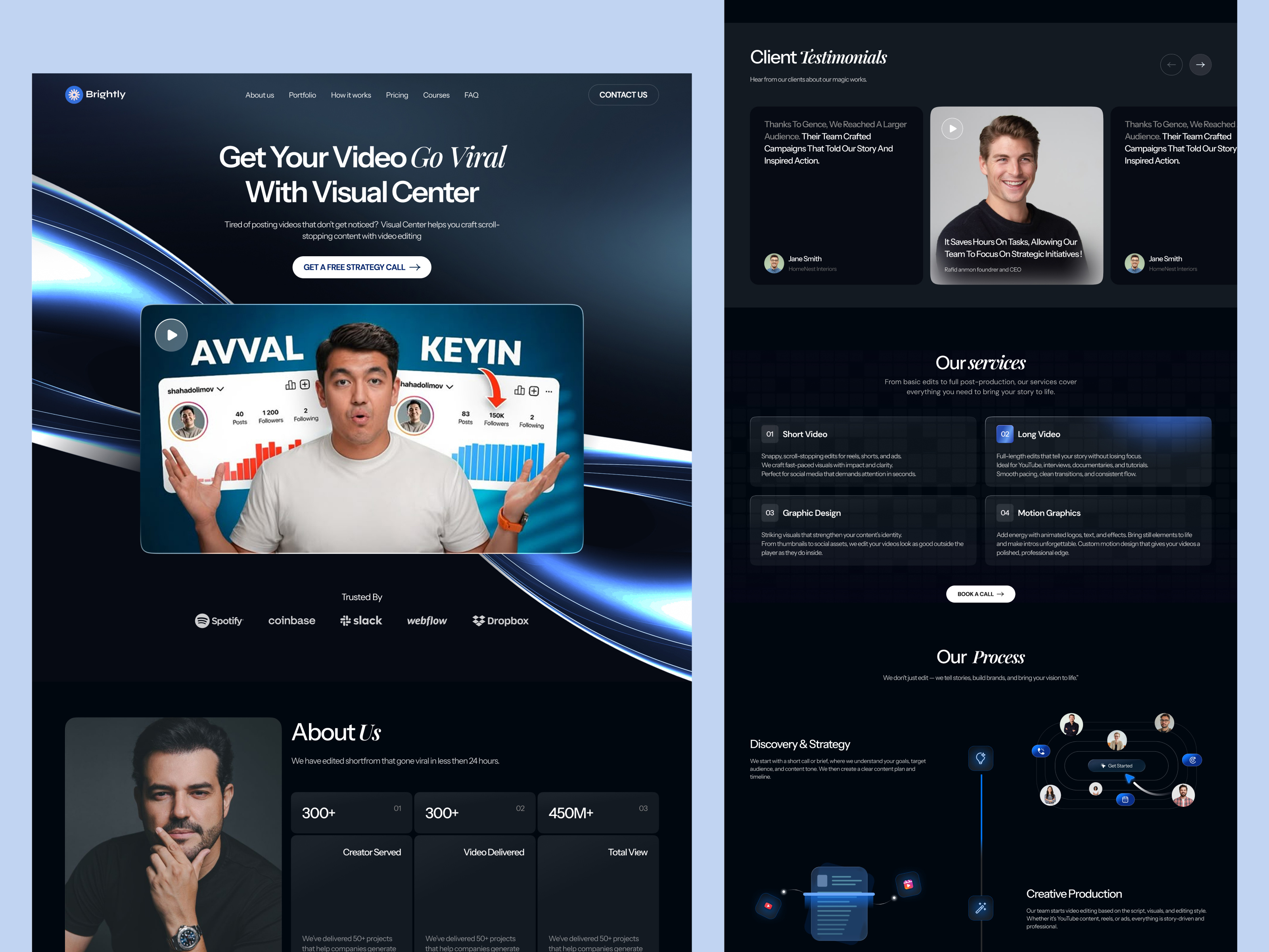 Video editing Landig page agency landing page agency website landing page ui web design website