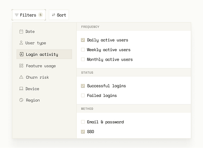 Filters design figma filter freelance product design product designer saas saas design sort sorting ui uiux uiux design user experience user interface ux uxui web app web application