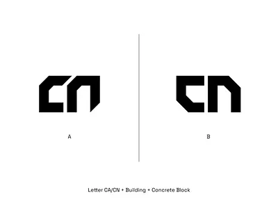 CA/CN Monogram (Concrete Block) block bold branding brick building ca cn concrete construction cube geometric logo design logomark modern monogram simple square stone symbol