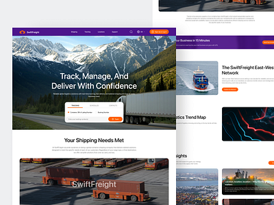 Logistic Company Landing Page clean deliver design fireart grid layout manage move track transport ui ux vehicles web website