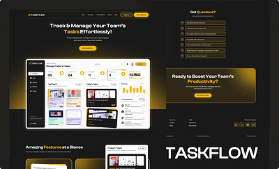 TaskFlow - Landing Page Design branding dark design design ecommerce figma figma design graphic design hello hire hire me illustration landing page logo task task management ui ui ux design vector web design website design
