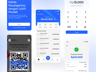 📱 Finance App Exploration — From Onboarding to Success dashboard figma finance keypad mobile app mobile ui onboarding qris scan success page ui ui design uiux