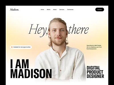 Madison. Personal Portfolio Website | UI Design 3d branding design figma graphic design illustration motion graphics ui ui design web design website website design