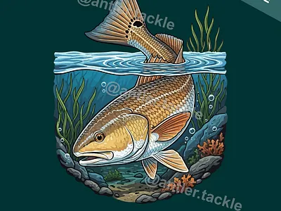 Redfish Fishing Logo Illustration Vector Design bait
