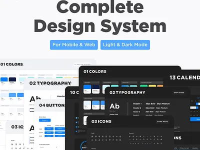 Complete Figma Design System autolayout dark mode design design system figma figma design light mode mobile styleguide uidesign uiux uxdesign web