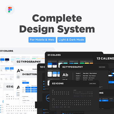 Complete Figma Design System autolayout dark mode design design system figma figma design light mode mobile styleguide uidesign uiux uxdesign web