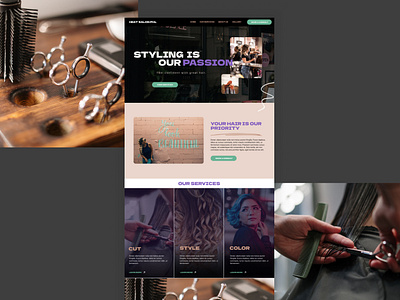 Hair salon website design clean flat design homepage web design