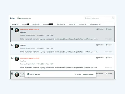 Bulk Message Actions — HousingAnywhere productdesign saas ui