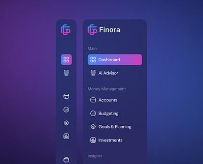 Sidebar Menu - Finora AI Finance App navigation navigation bar navigation menu navigation ui sidebar sidebar collapse sidebar menu sidebar navigation sidebar ui