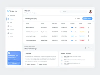 Smart Project Management, Project Page dashboard design design hero section landing page project management ui design project page project ui task page ui ui ux website