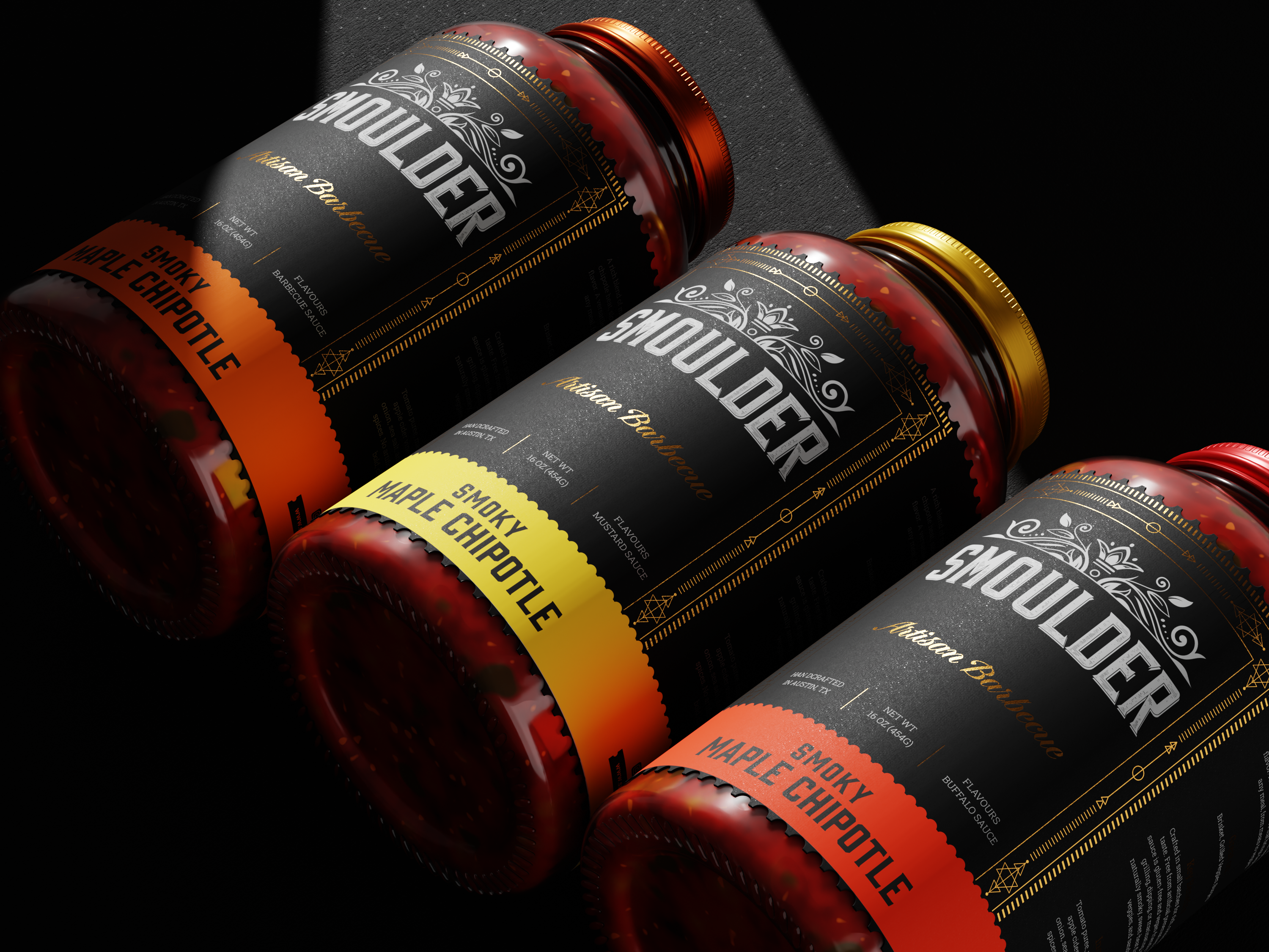SMOULDER – Packaging Design Exploration 🔥 3d mockup custom label designer food food label design food packaging mockup graphic design label label design label mockup packaging design packaging designer packaging mockup spice label design
