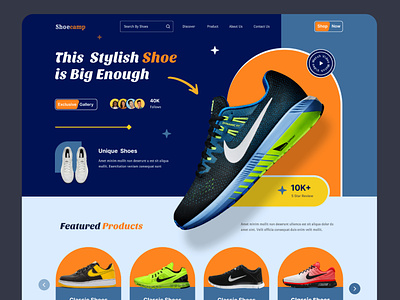 Product landing page website UI template creative design landing page product landing page shoe ui ui ux user experience design user interface design ux website design