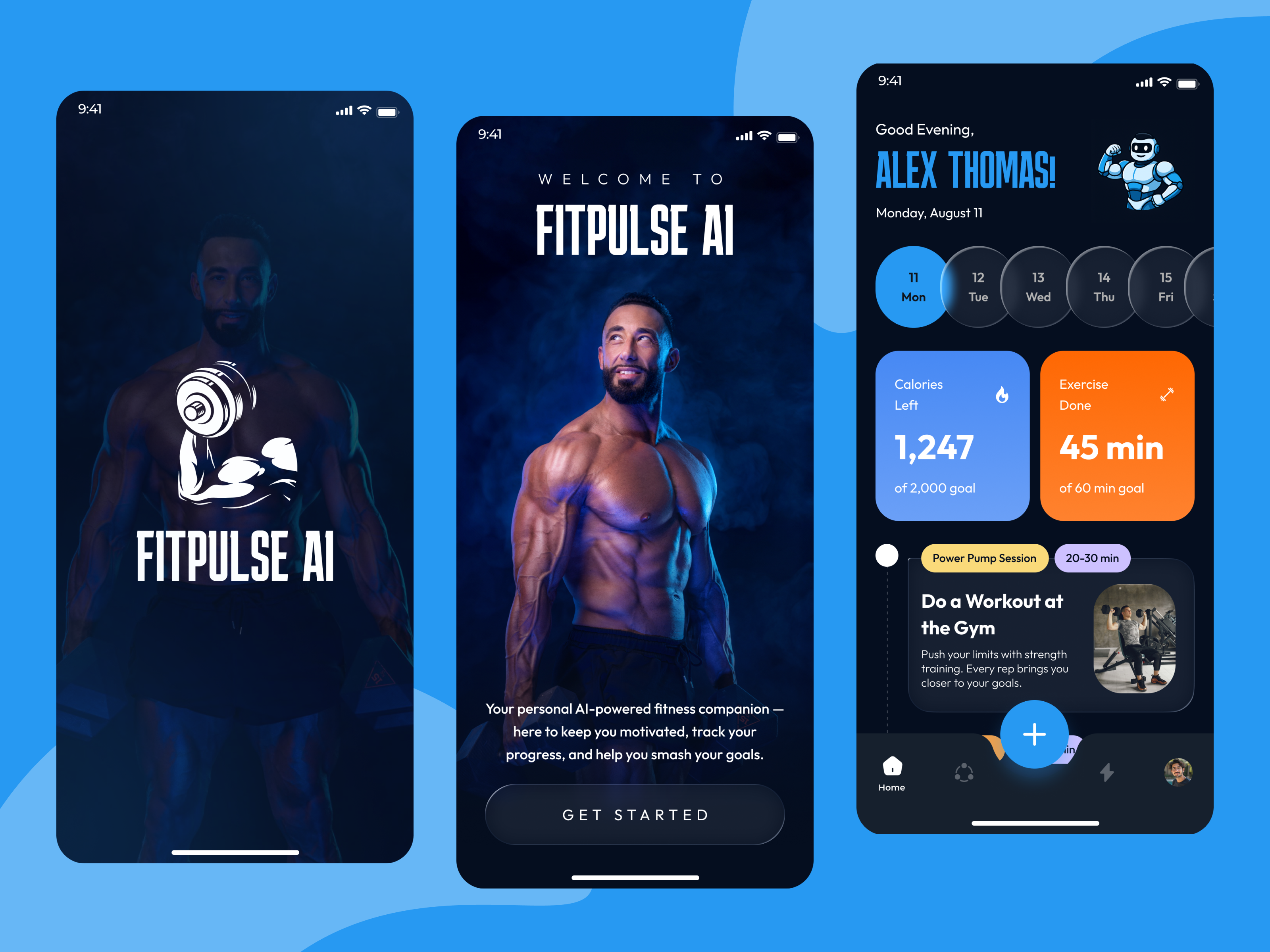 Fitpulse AI - Your Smart Fitness Companion ai app ai fitness app ai gym colorful fitness fitness app graphic design gym app gym lover modern design modern theme onboarding onboarding design thisuix trend trending ui