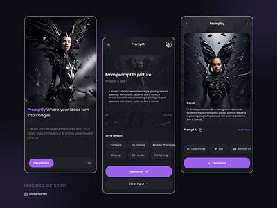 Promptly – AI Image Generator App app branding design graphic design illustration typography ui ux vector