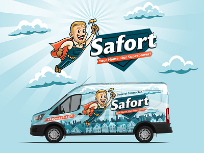 Safort brand design hammer home service home service brand illustration logo vector vector art worker