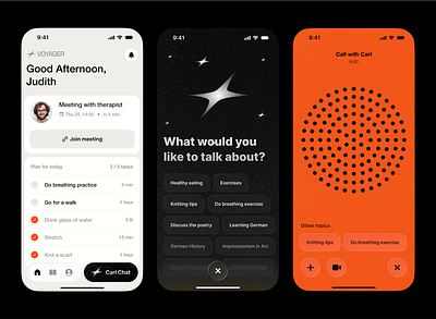Voyager Psychological Therapy AI ai dieter rams layout mobile app old school psychological therapy swiss