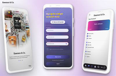 E-commerce mobile app design e commerce mobile app profile page settings sign up form ui design