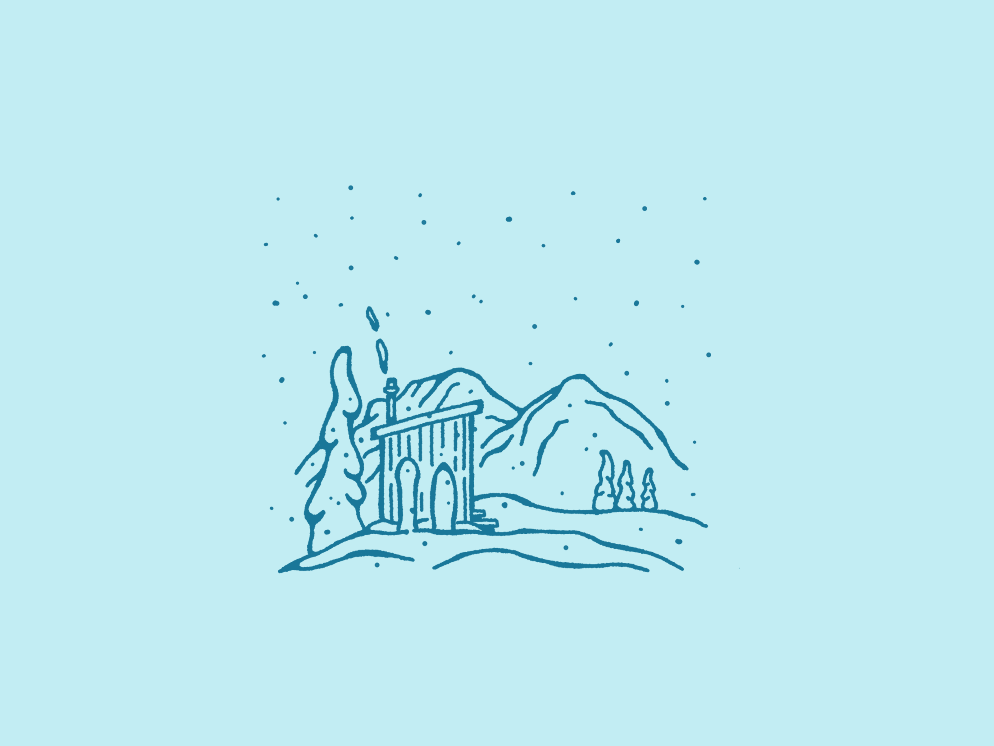 Dreamy Snowboard Cabin in the Mountains animation illustration mountains pnw snow snowboard snowflakes whistler