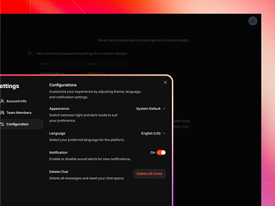 Configure Your Workspace — Appearance, Language & More application best button configuration craftora design interface modal nav saas setting toggle ui ux