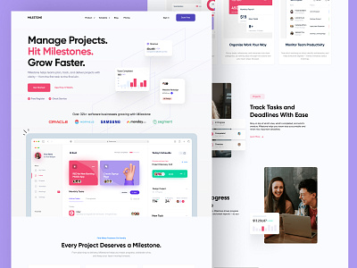 📈 Project Management SaaS Landing Page b2b platform design b2b website design landing page marketing site for saas modern saas design modern startup site onboarding page concep project management landing page responsive web design saas saas homepage saas landing page saas web design saas website