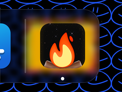 Campfire 3d app app design apple colors concept design gradient icon macos night stars ui