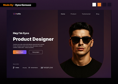 Product Designer Portfolio – Modern Landing Page Design” branding landing page motion graphics portfolio profile ui web designe