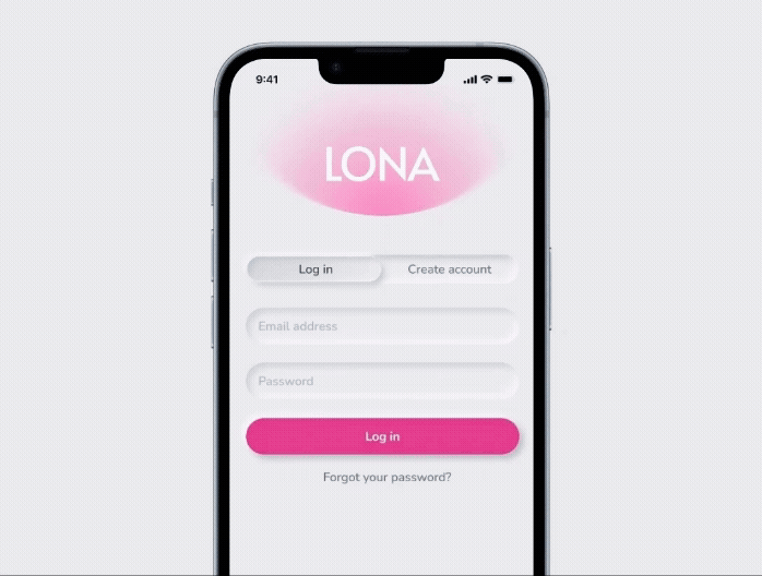 Login & Sign Up Neumorphism UI for Period Tracker App app onboarding log in screen minimalism mobile app mobile ui neumorphism period tracking app prototype animation sign up screen ui