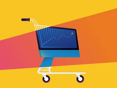 Strong Online cart chart computer cut e commerce editorial graph graphic grow illustration improve minimal online out screen shop shopping split stats