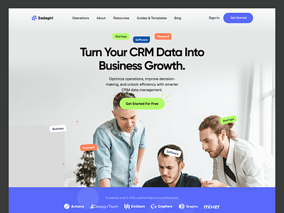 SaaS Startup Landing Page app homepage app landing page b2b crm design b2b saas b2b website business software ui clean web design colorful ui blocks crm landing page customer data software design landing page moder web design modern landing page modern saas design saas design saas hero saas landing page saas website web app website