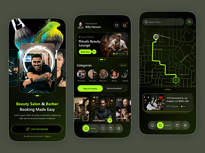 Beauty Salon & Barber Booking App UI app appointment barber barber booking beauty booking design hair cut ios mobile salon services ui ux