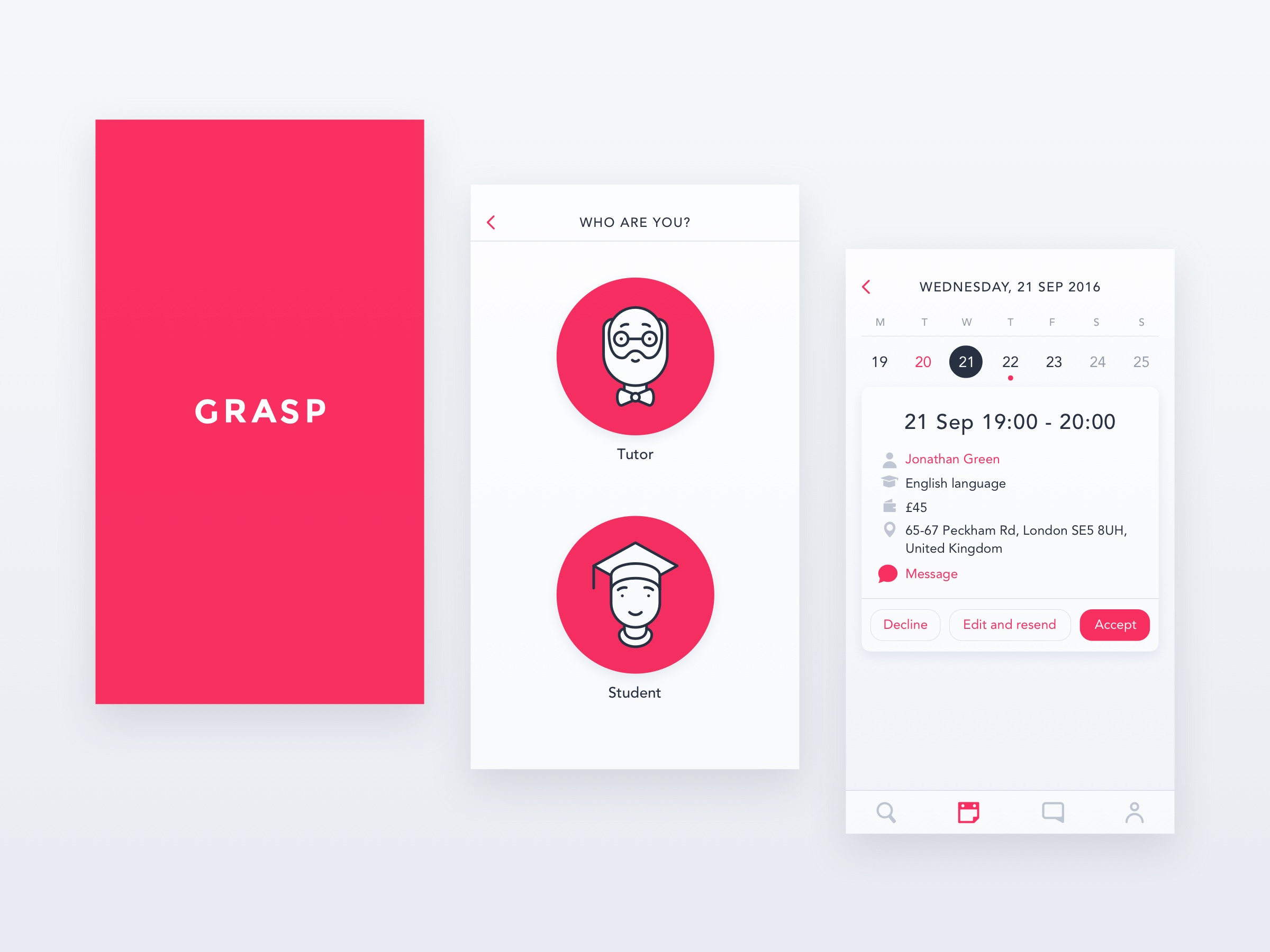 Centralized tutoring marketplace - Grasp App app design calendar connecting illustration ios iphone logo marketplace product design student tutoring ui user interface ux