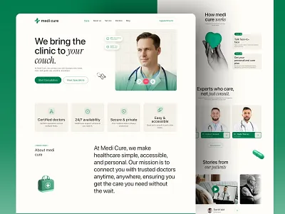 Medi cure - Medical Healthcare Website Design clinic doctor appointment doctor website doctor website design healthcare website landing page medi cure medical medical consulting website medical website medicine mobile app responsive design ui uiux ux web design