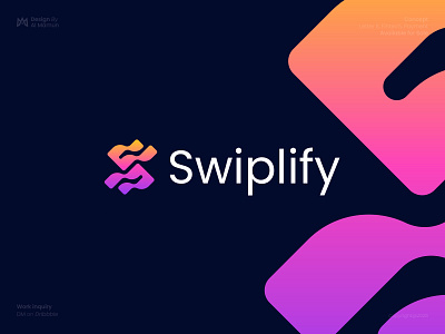 Swiplify - Letter S, Fintech, Finance, Crypto, DeFi, Logo branding business logo crypto defi fintech gradient logo graphic design identity letter mark letter s logo logo design logo designer logotype modern logo payment timeless unique wallet