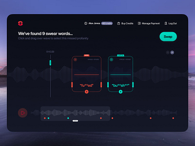 SwearSwap – Swap Swears from Audio Files branding logo design swap swear ui design visual design web design