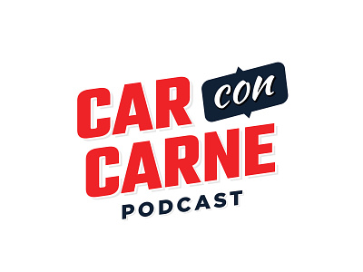 Car Con Carne Podcast Logo - Concept 3 bold brand branding car clean food identity logo logo mark logotype mark meat podcast professional red shadow simple talk typography uppercase
