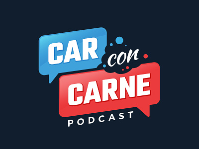 Car Con Carne Podcast Logo - Concept 6 blue bold car chat bubble clean crumbs eat interview logo podcast professional red sans serif sophisticated talk talk bubble typography uppercase