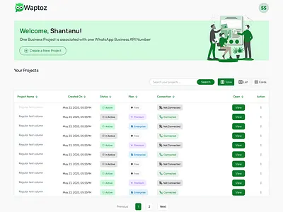 SaaS Project Dashboard – Table View UI Design design typography ui ux webdesign