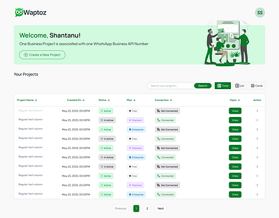 SaaS Project Dashboard – Table View UI Design design typography ui ux webdesign