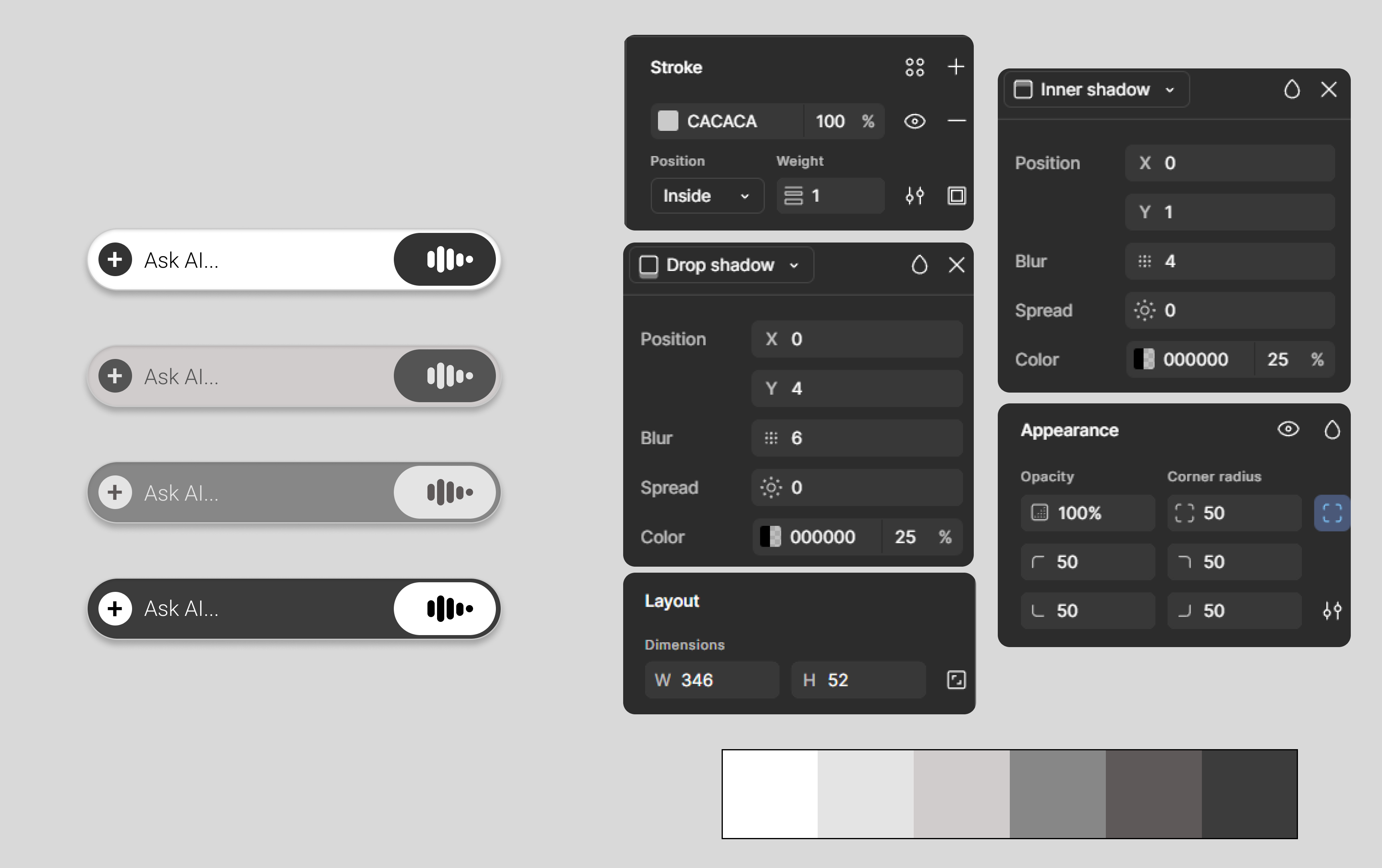 Search AI Bar - UI Design ai application figma figma design guide search search bar system ui ui design voice webapp