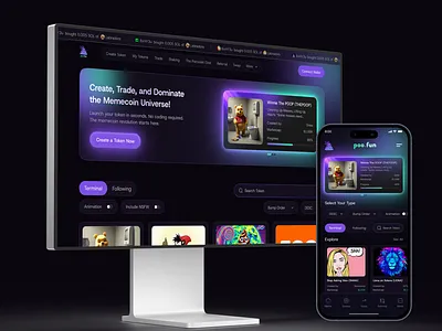 Crypto Trading Platform - Token Launching blockchainui crypto platform crypto startup crypto website digital asset trading ethereumdesign figmadesign launchpad memecoin token launch tokengenerator trading platform web3design