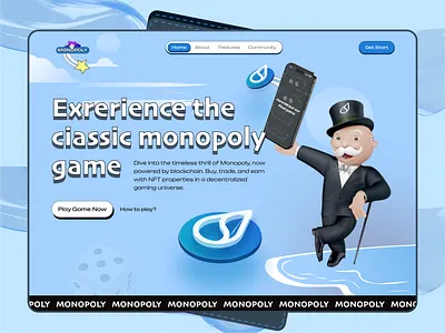 Monopoly Game - UI Game Concept blue cash clean ui game game app game design game monopoly game ui isometric modern modern game money monopoly monopoly design online game ui game uiux ux game web design web game