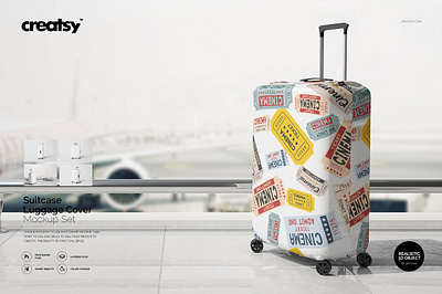 Suitcase Luggage Cover Mockup Set bags covers design etsy fabri mock up mockups personalized printed printing protector shop smart object stretchy template travel