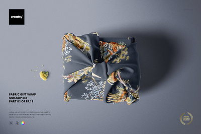 Fabric Gift Wrap Mockup Set 01FFv11 creatsy customizable design creator fabrics gift wraps mock up mock ups package packaging personalized smart object templates