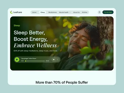 Leafcare website design showreel. animation better sleep website design breath in breath out fitness leafcare website design meditations website design mental health app mental health website design mindful website design product design selfcare website design showreel sleep anxiety website web design wellness website design