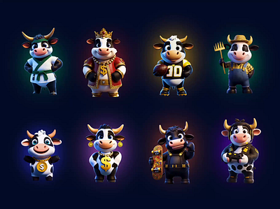 Cashcow: Character Assets 3d characters ai brand guide character design