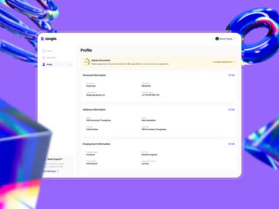Profile Page (Zoogla) design product design ui uiux
